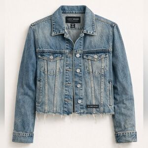 Lucky Brand Tomboy Trucker Denim Jacket Medium Distressed Cropped